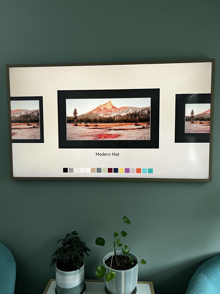 different mats on the frame tv