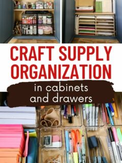 craft supply organization in cabinets and drawers