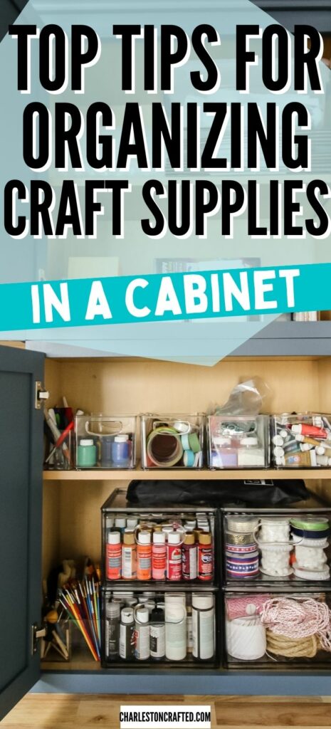 how to organize craft supplies in a cabinet