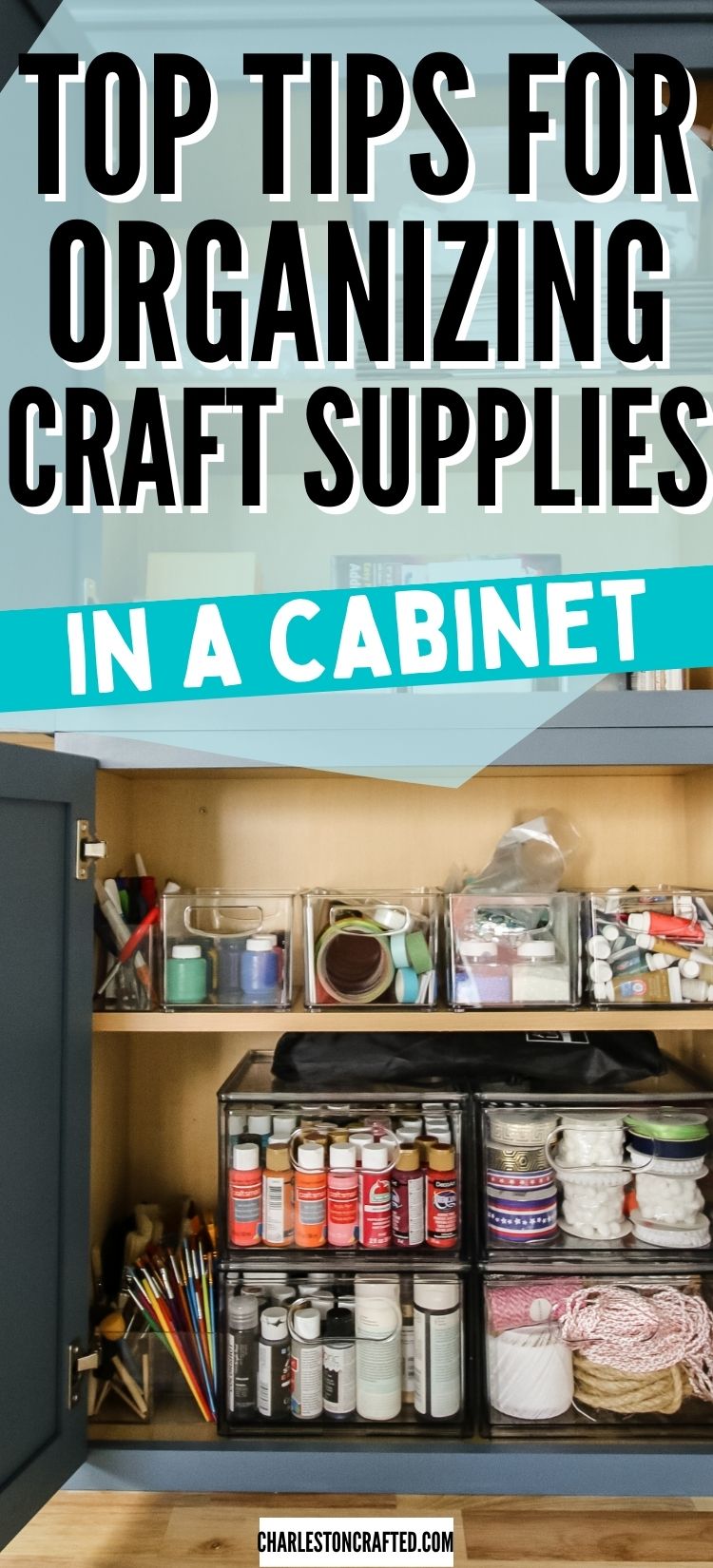 How to organize craft supplies in cabinets + drawers