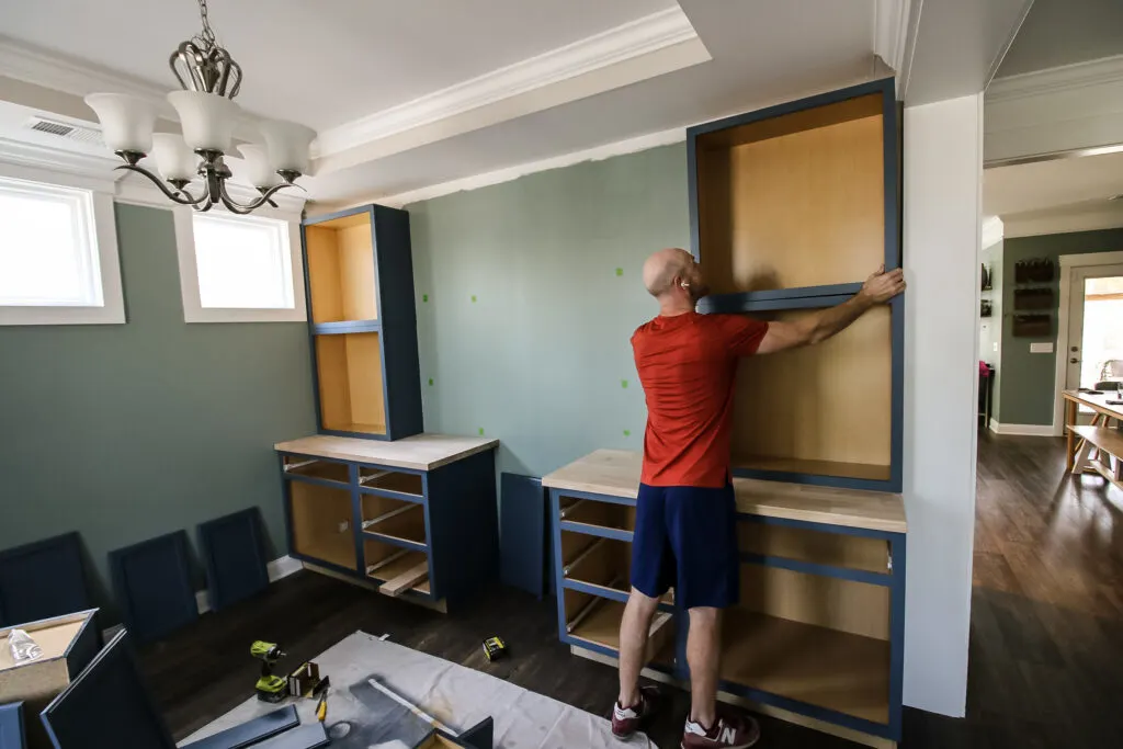 Installing home office built in cabinets