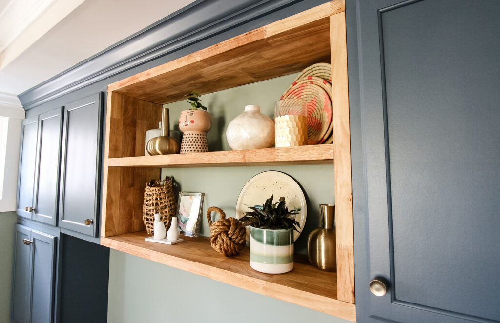 Butcher block floating shelf