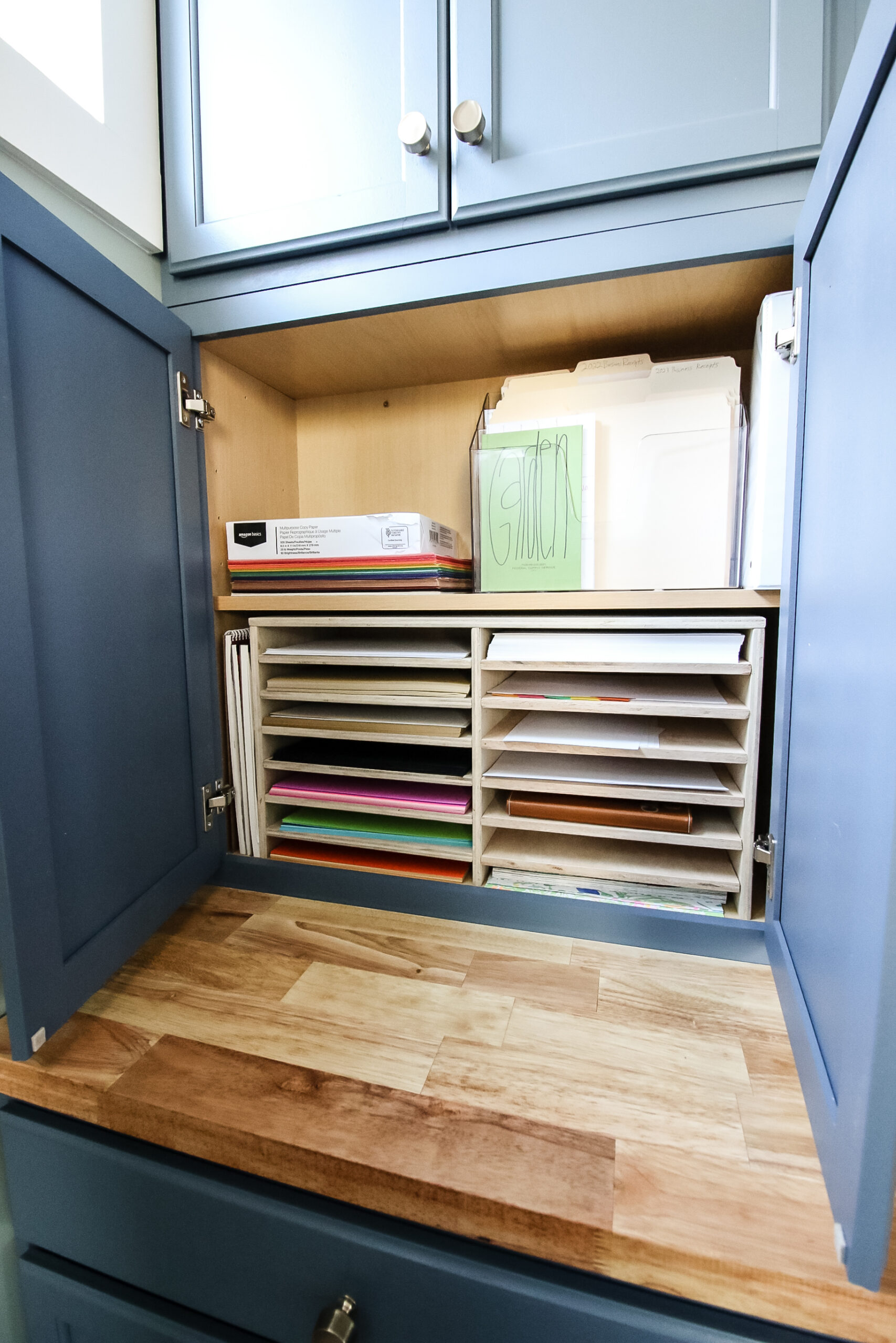 How to organize craft supplies in cabinets + drawers