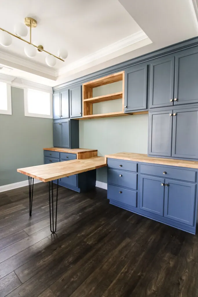 painted cabinetry installed in a home office