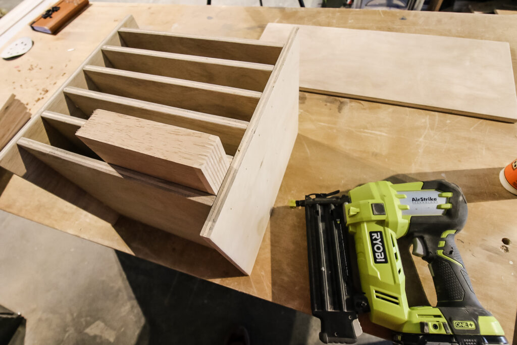 Attaching left side of DIY paper tray organizer