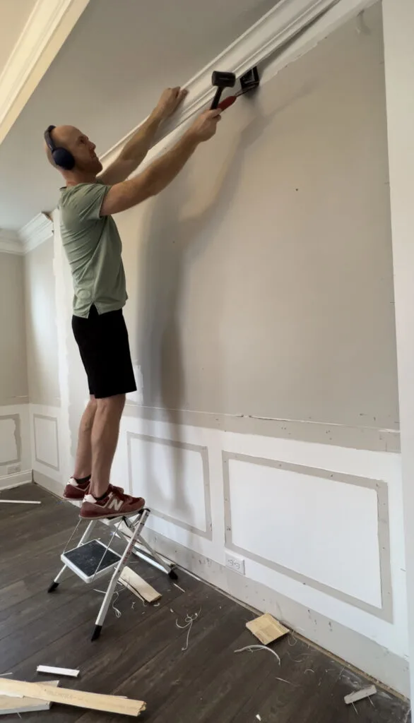 Removing crown molding with trim puller