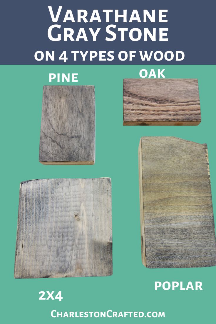 varathane gray stone on 4 types of wood