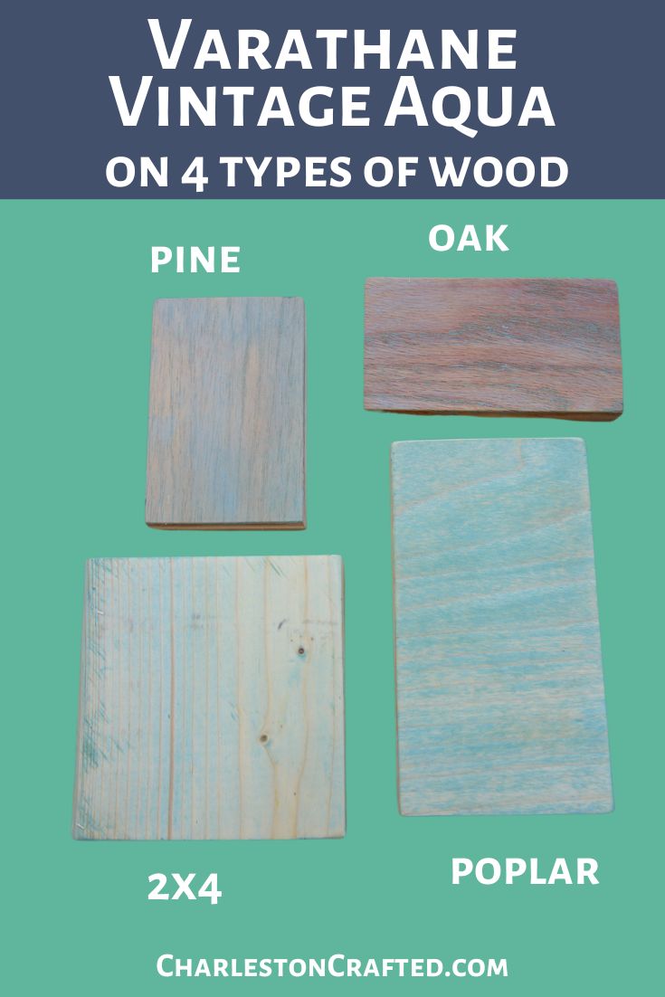 varathane vintage aqua on 4 types of wood