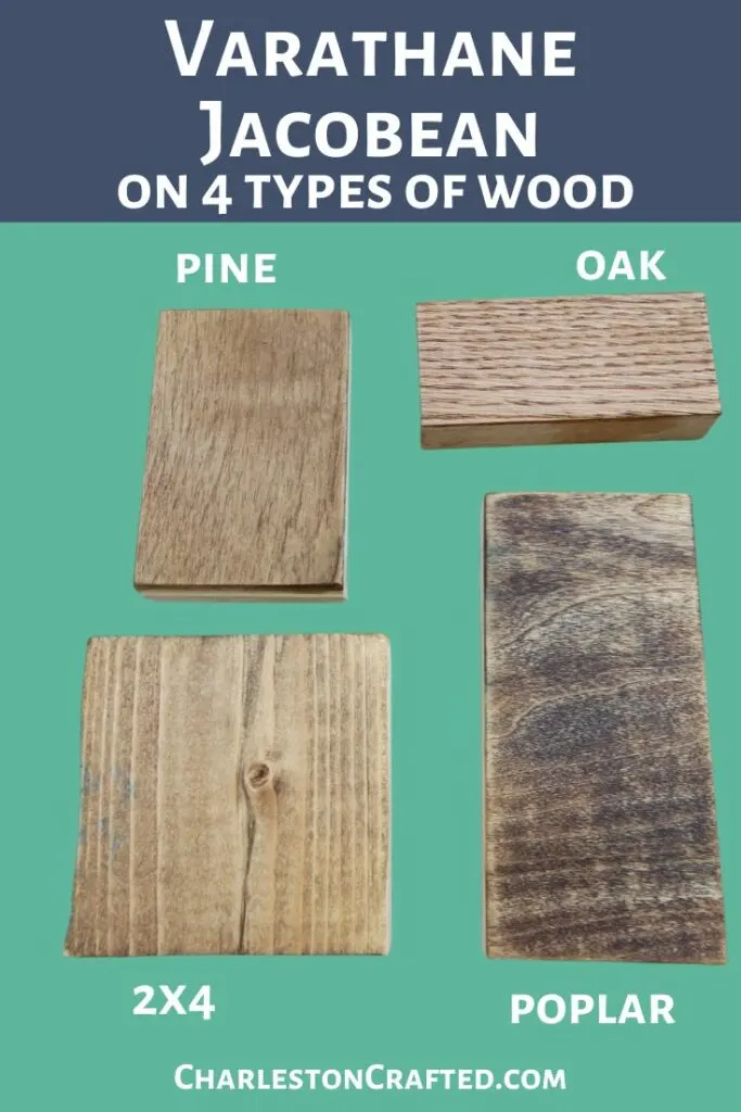 varathane jacobean on 4 types of wood