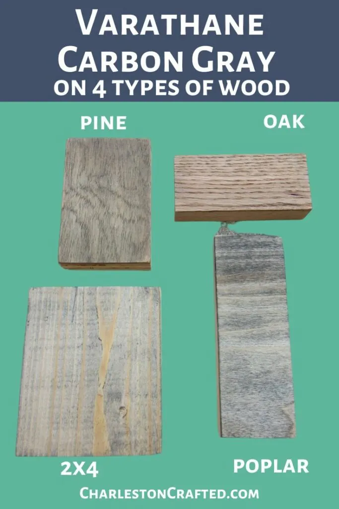 varathane carbon gray on 4 types of wood