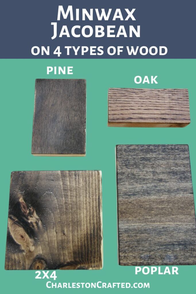 minwax jacobean on 4 types of wood