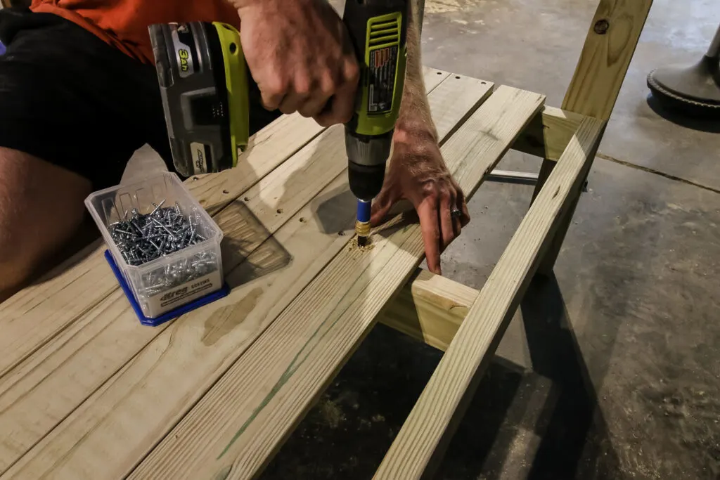 Attaching seat boards to DIY garden bench with Kreg Quick Flip