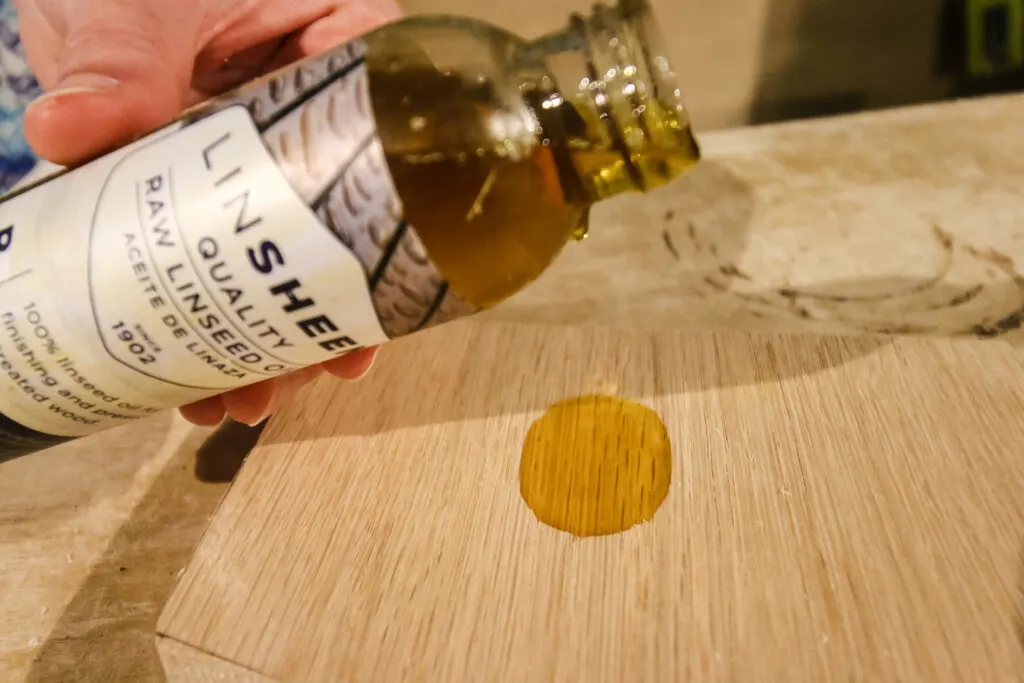 pouring linseed oil