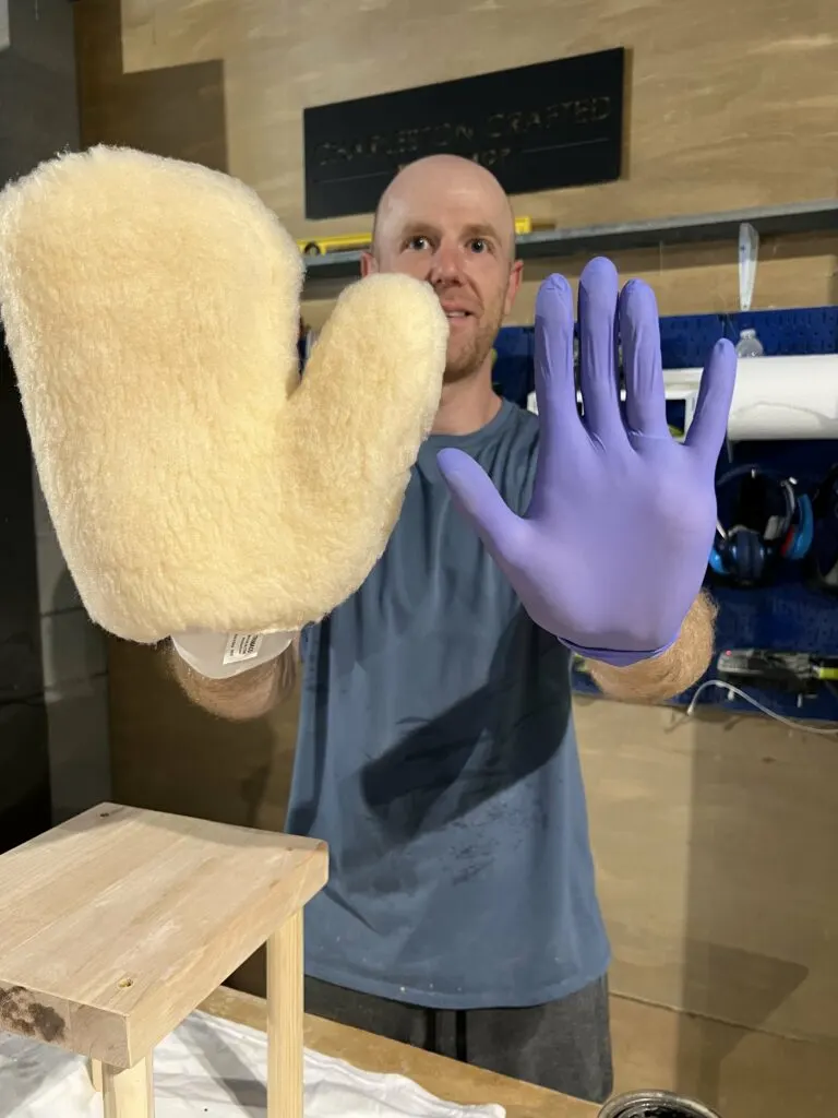 supertuff paint mitt on hand compared to rubber glove