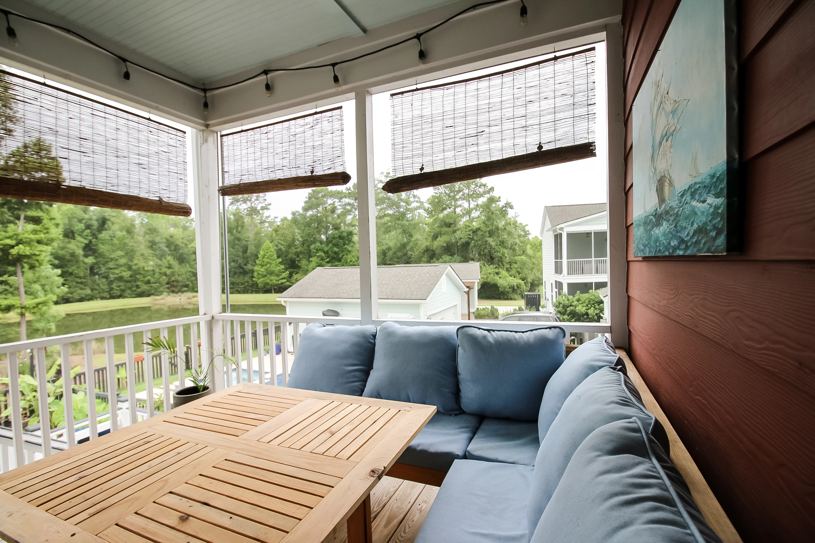 roller blinds on a screened porch