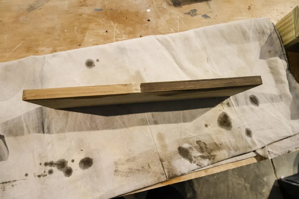 plywood edge filled and stained