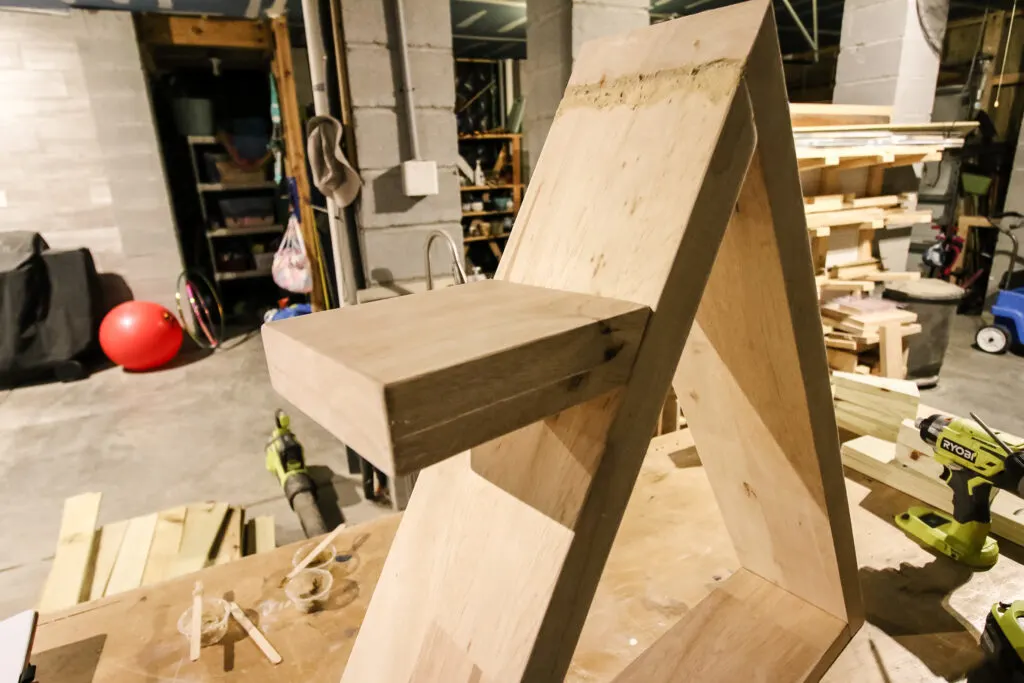 Drink shelf added to side of triangle table