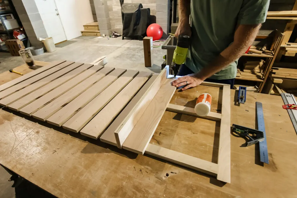 Attaching slats to roof of toddler house bed