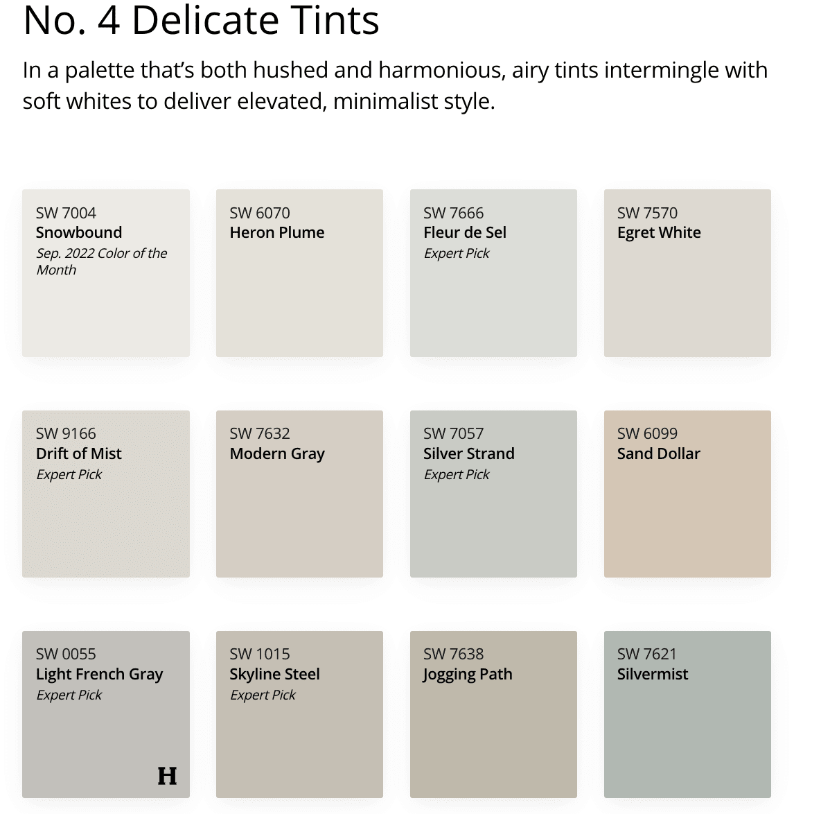 Sherwin Williams neutrals color palette 2024