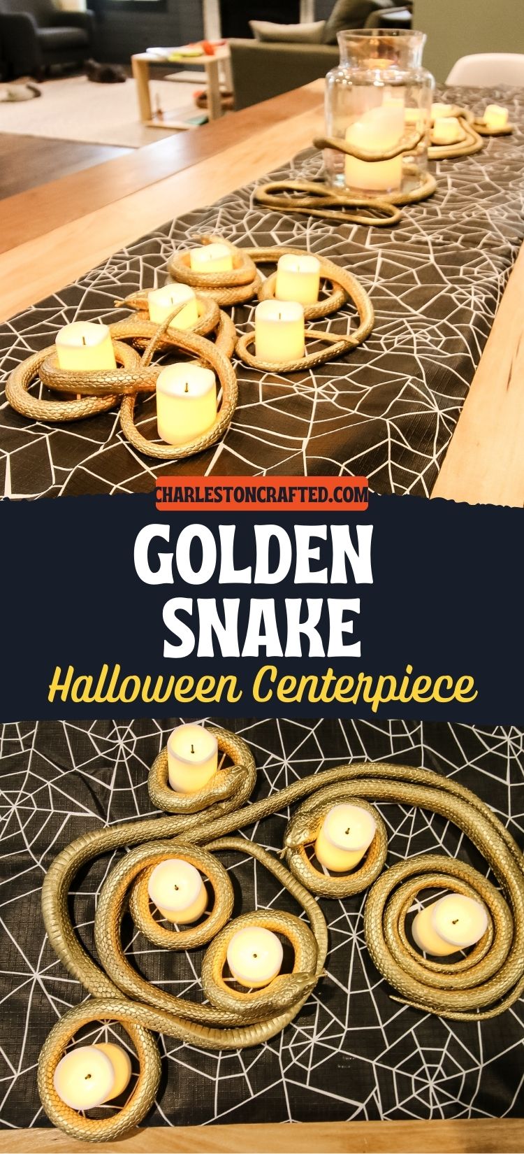 DIY Gold Snake Halloween Centerpiece