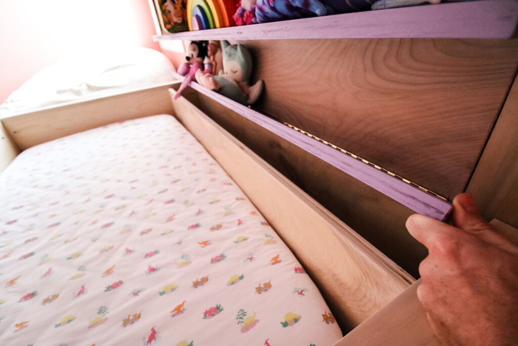 Secret storage on kids house bed