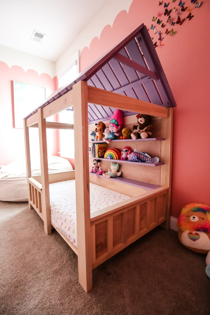 Side view of kids house bed