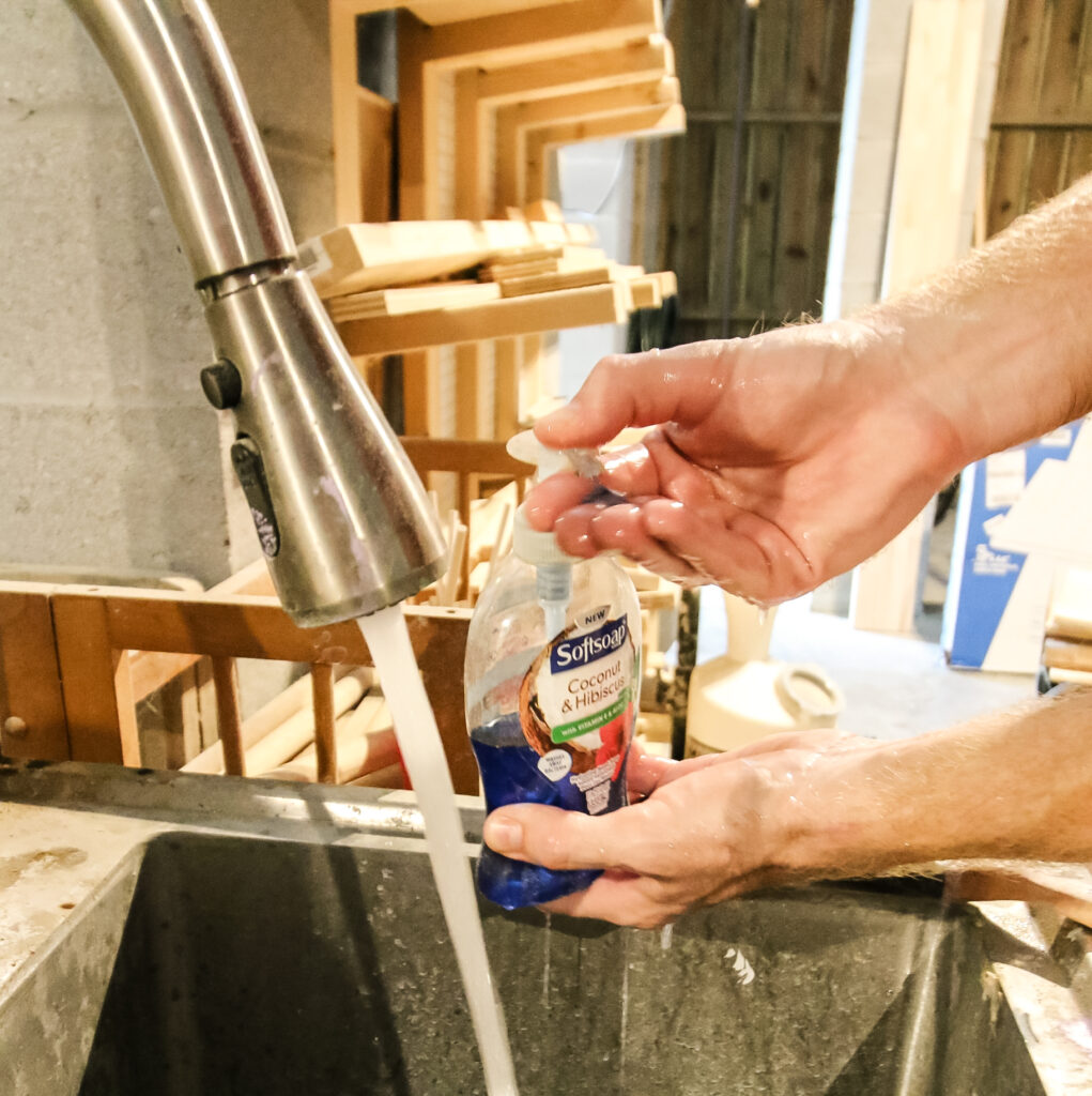 using soap to wash hands