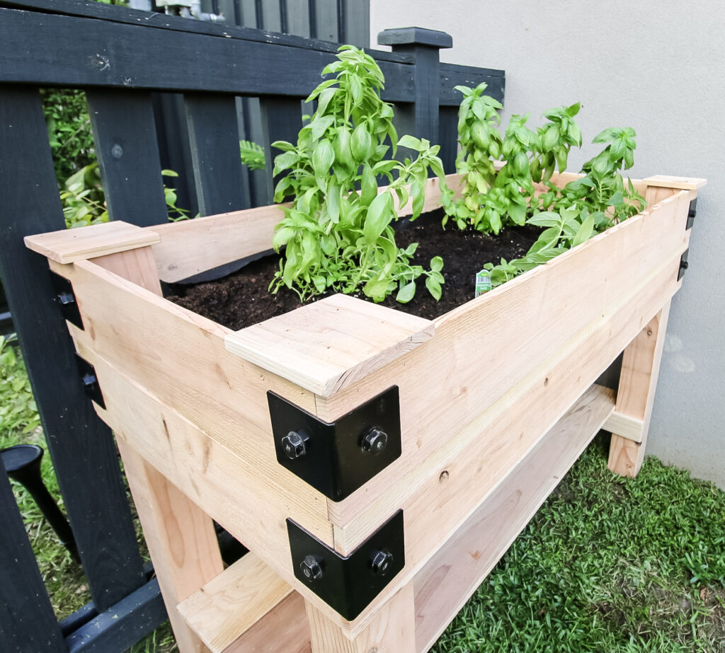 Close up of finished garden bed