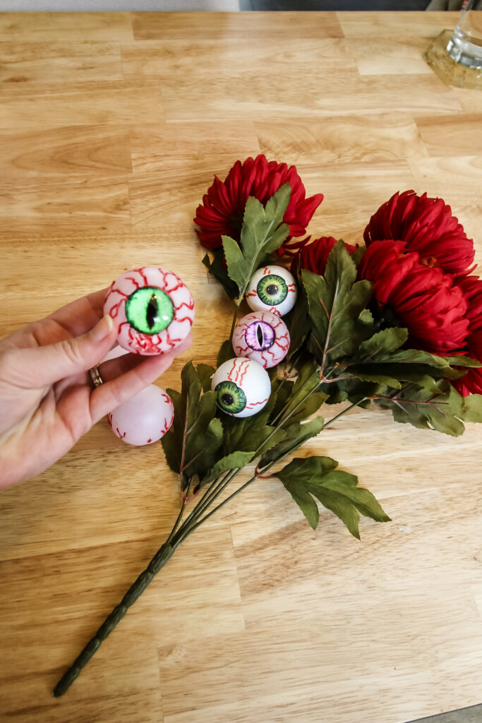 making eyeball flowers for halloween