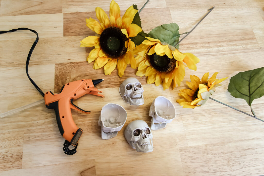 making skull sunflowers