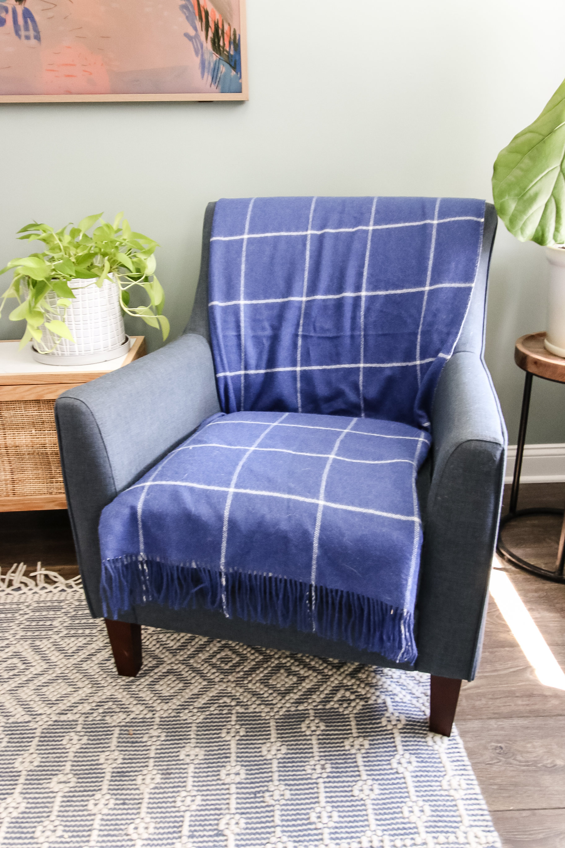 blanket folded on a chair