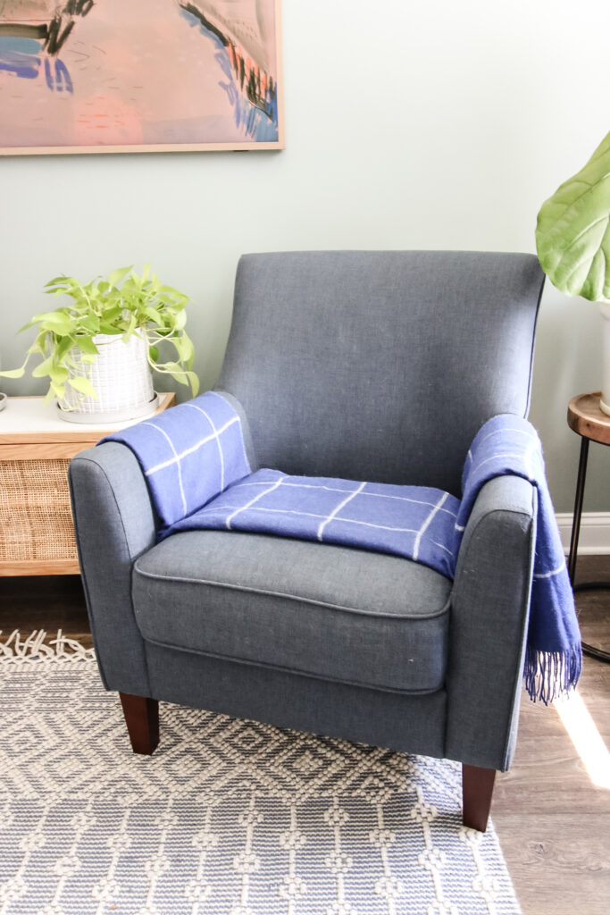 blanket folded on a chair