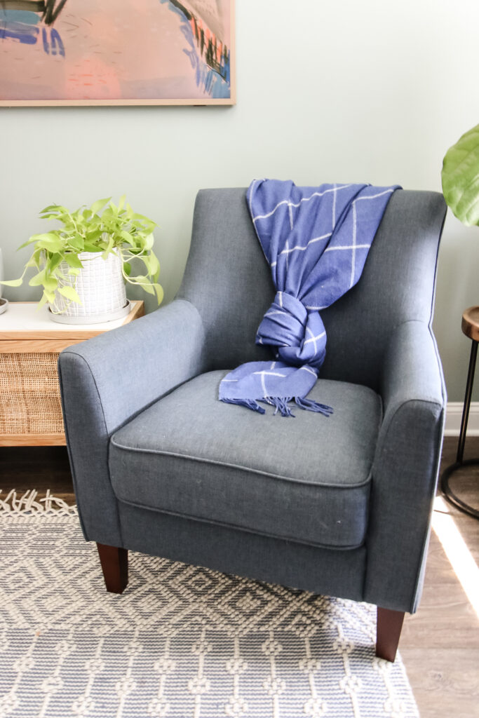 blanket folded on a chair