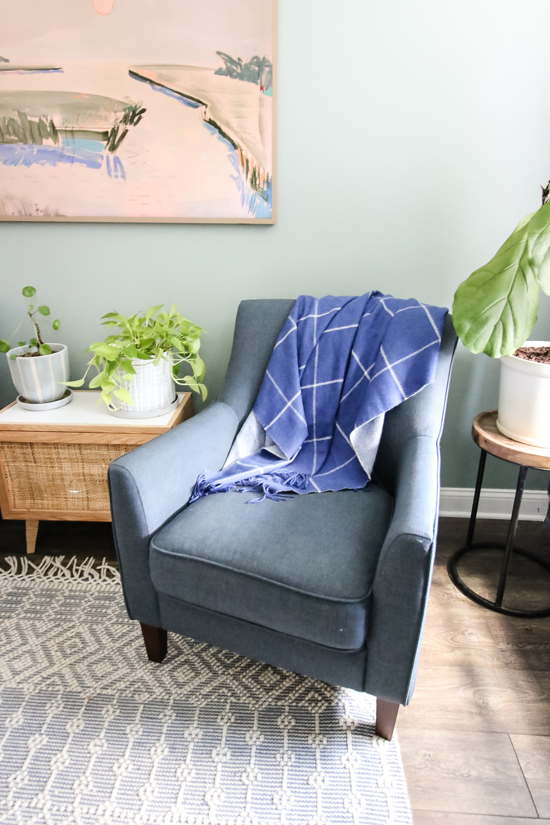blanket folded on a chair