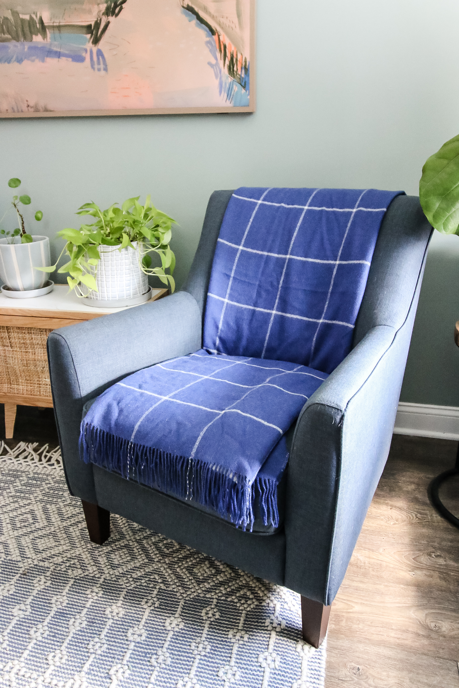 blanket folded on a chair