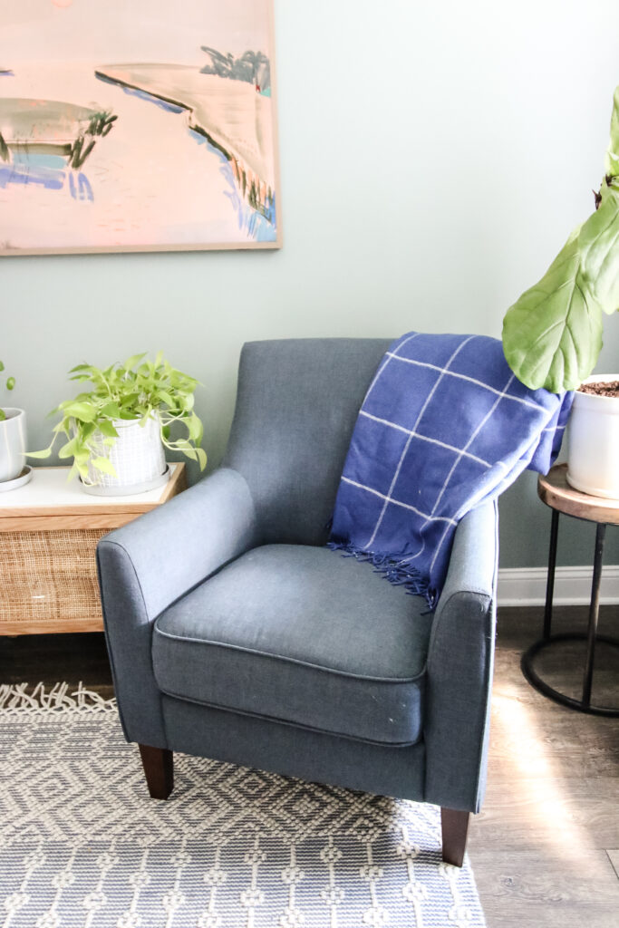 blanket folded on a chair