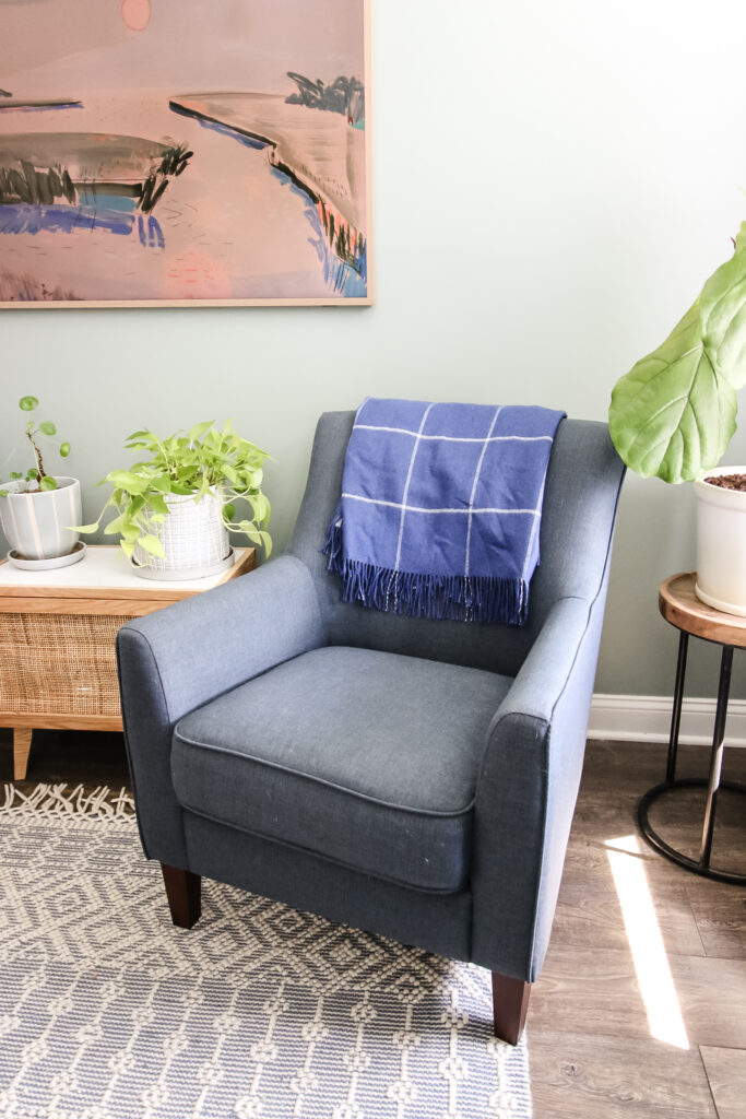 blanket folded on a chair