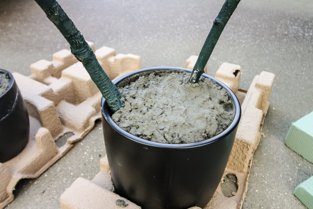 concrete base for man eating pumpkins