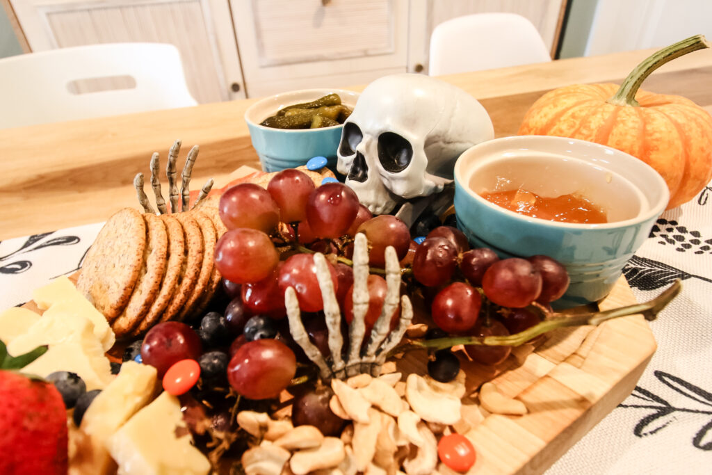 Skeleton pieces on charcuterie board