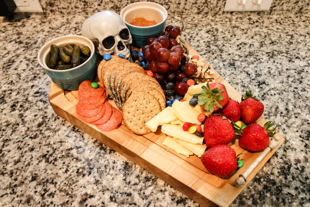 Loaded skeleton charcuterie board