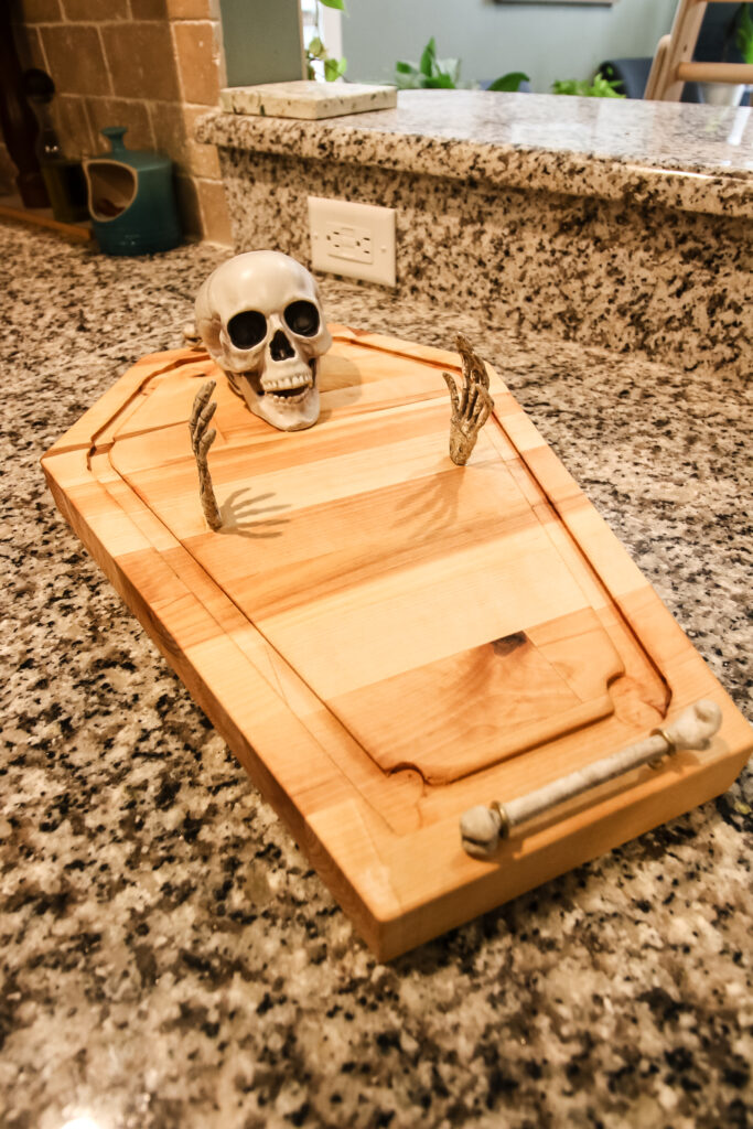 Finished diy skeleton cheeseboard