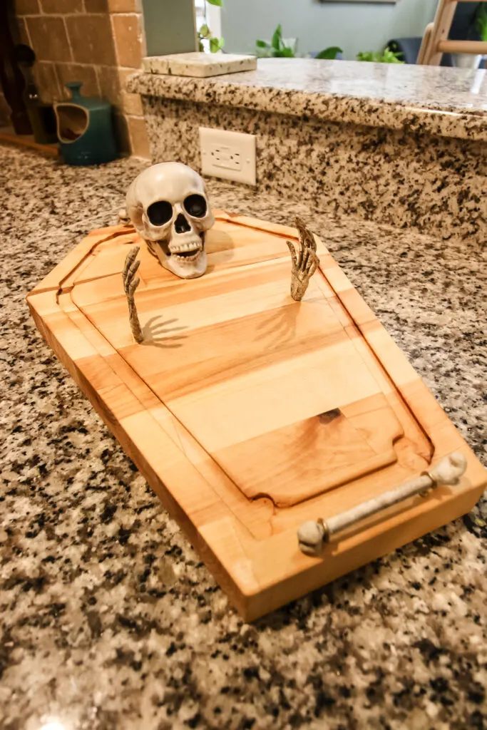 Finished diy skeleton cheeseboard