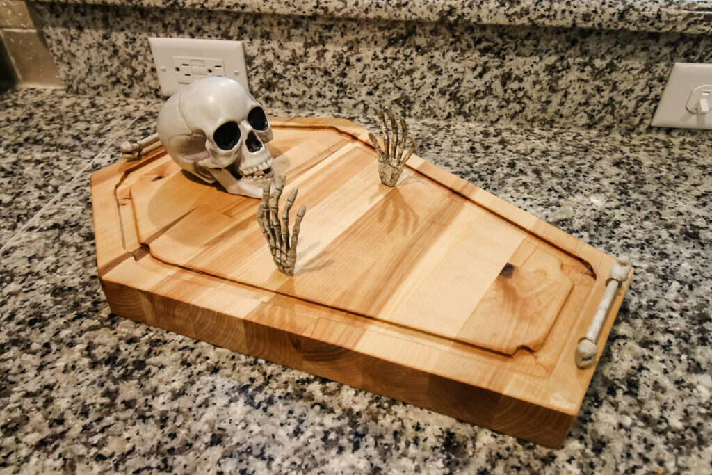 Completed DIY skeleton cheeseboard
