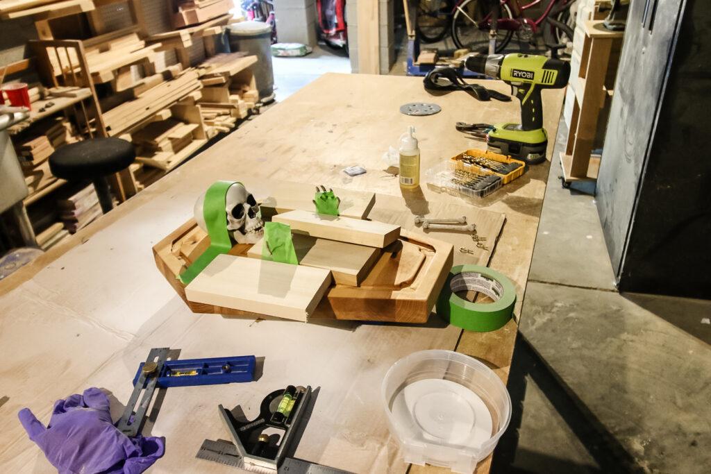 Gluing hands to cheeseboard