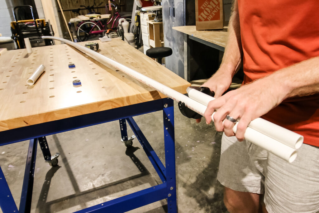 Cutting PVC pipes with PVC cutters