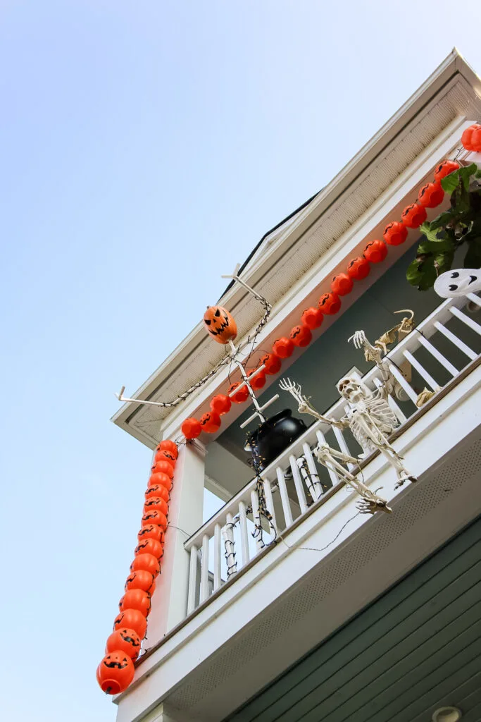 PVC skeleton hanging off porch