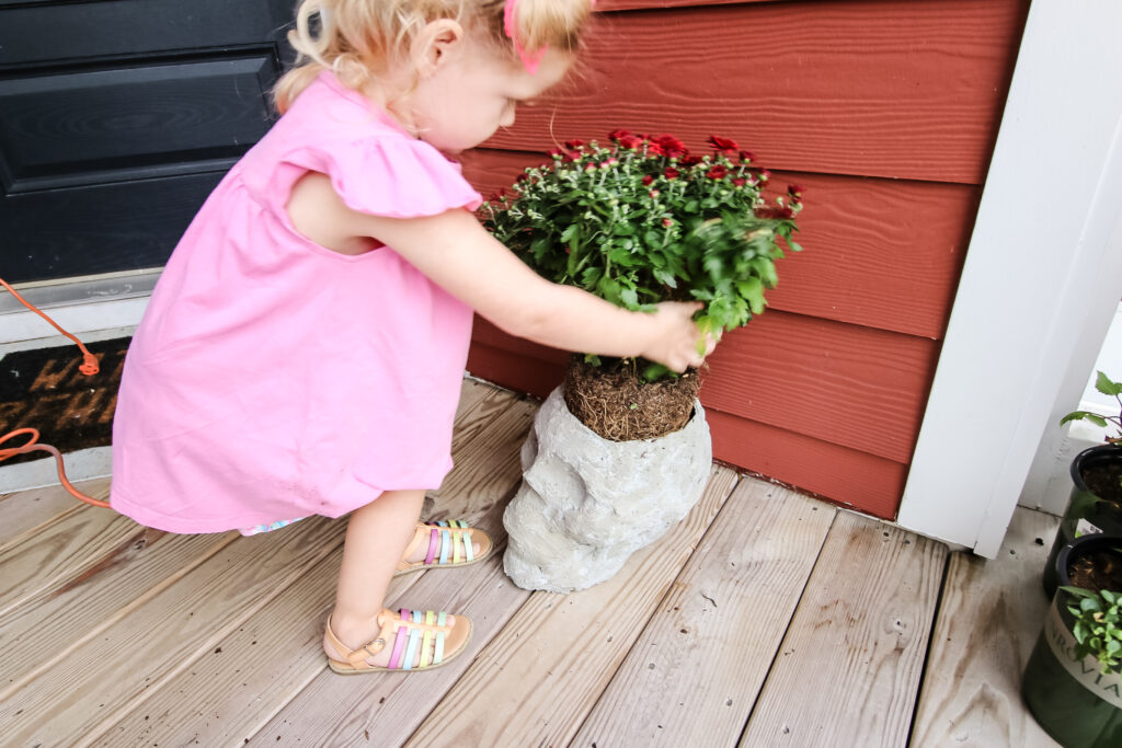 Putting mum in concrete skull planter