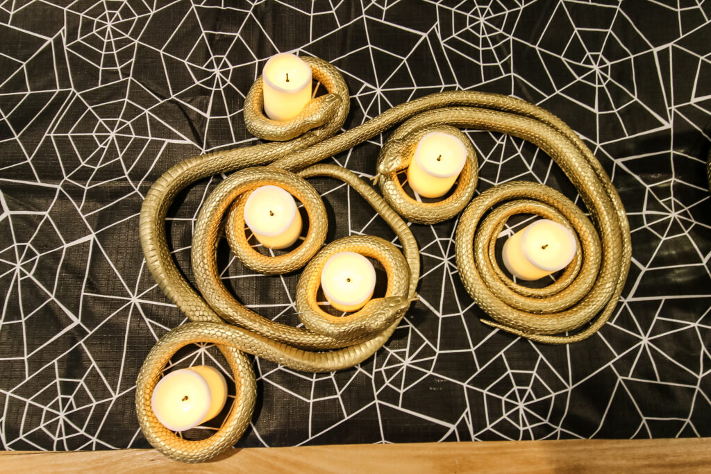 gold snake centerpiece for halloween