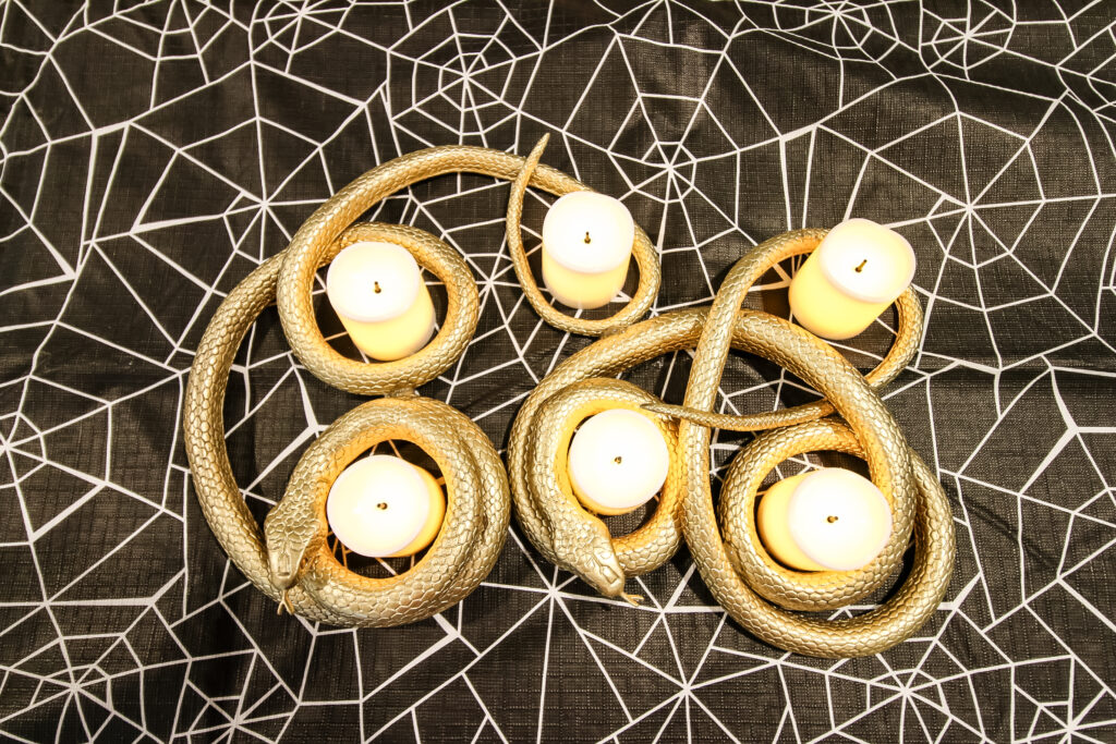 gold snake centerpiece for halloween
