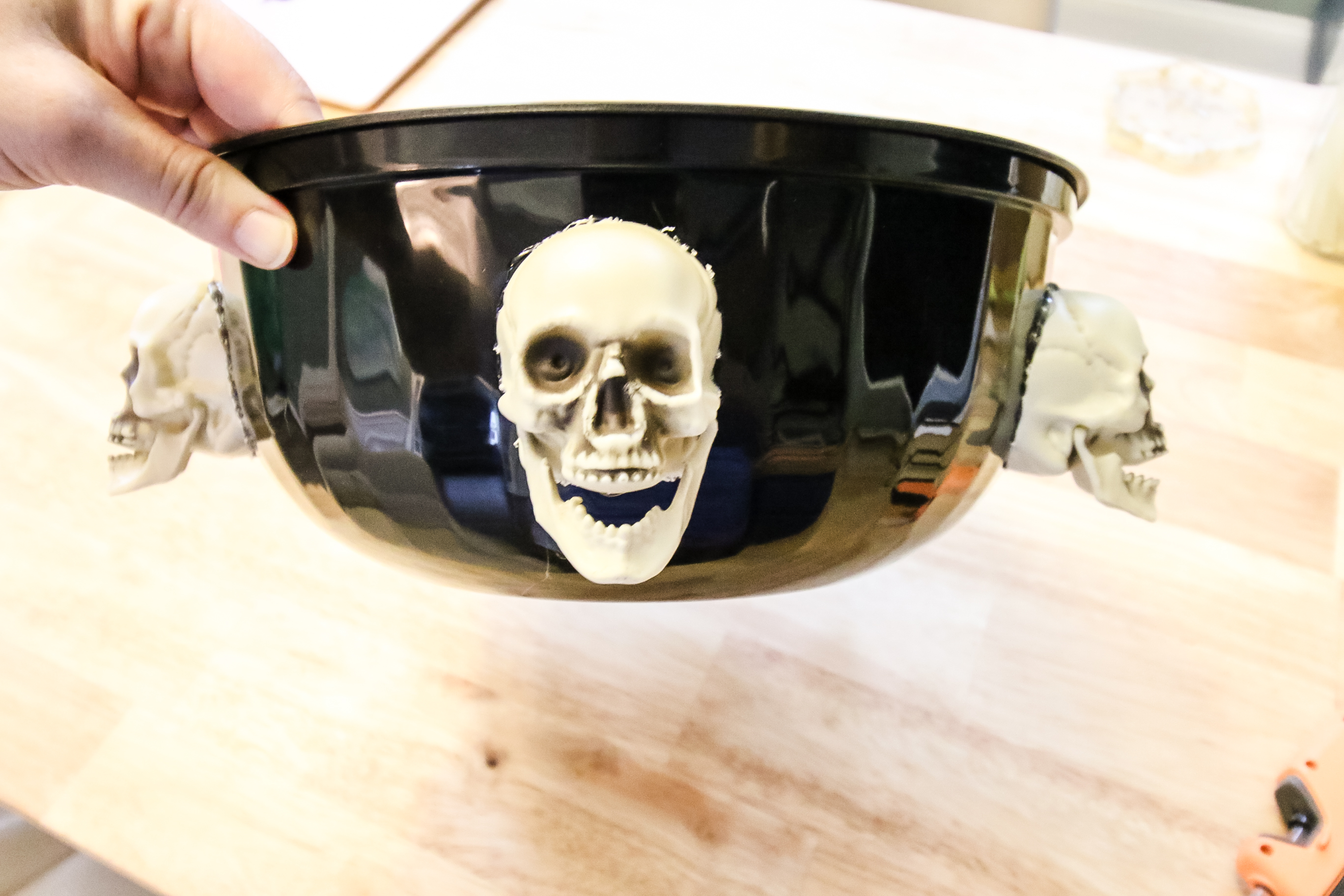 skulls glued onto a bowl